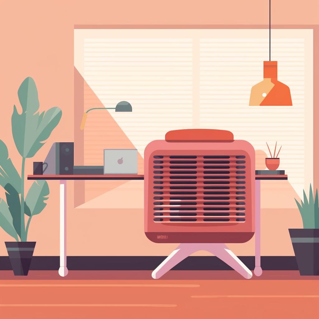 A space heater in a workspace